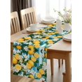 thumbnail image 1 of Burlap Table Runner 120 Inches Long, Summer Lemon Flowers Non-Slip Kitchen Table Runners for Dining Room Everyday Use Party Table Decorations Retro Green Blue Stripes, 1 of 9