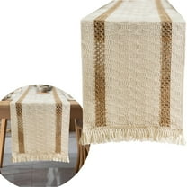 Burlap Table Runner, 30x180cm with Lace Trim and Fringe, Rustic Chic Decor for Dining Coffee or Wedding