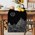 thumbnail image 1 of Burlap Table Runner 36 Inches Long, Abstract Mountain Moon Scenery Non-Slip Kitchen Table Runners for Dining Room Everyday Use Party Table Decorations Black White Geometric Line, 1 of 9