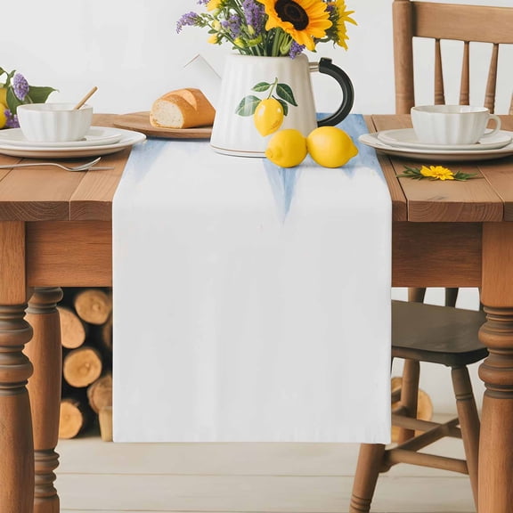 Burlap Table Runner 36 Inches Long,Abstract Ocean Rough Sea Non-Slip Kitchen Table Runners for Dining Room Everyday Use Party Table Decorations Marine Big Wave Navy Blue Gold