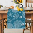 thumbnail image 1 of Burlap Table Runner 36 Inches Long,Blue Ocean Abstract Starfish Non-Slip Kitchen Table Runners for Dining Room Everyday Use Party Table Decorations Summer Seaside Coral Shell, 1 of 9