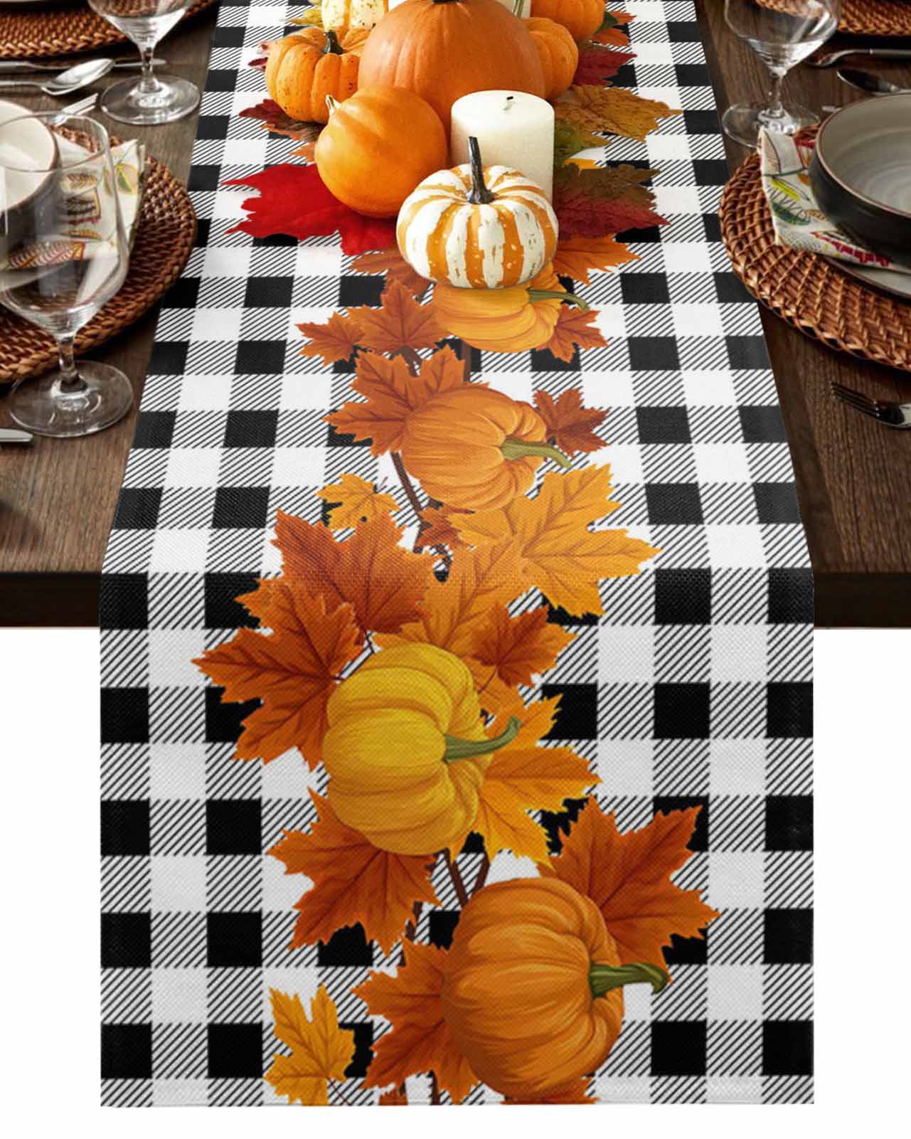 Burlap Table Runner 36 Inches Long,Fall Thanksgiving Pumpkin Orange ...