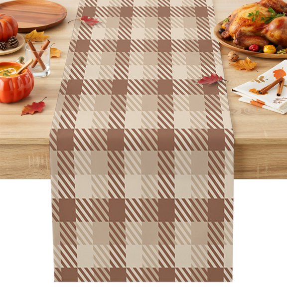 Burlap Table Runner 36 Inches Long, Farmhouse Retro Buffalo Plaid Non-Slip Kitchen Table Runners for Dining Room Everyday Use Party Table Decorations Tartan Lattice