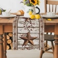thumbnail image 1 of Burlap Table Runner 36 Inches Long, Farmhouses Brown Country Stars Non-Slip Kitchen Table Runners for Dining Room Everyday Use Party Table Decorations Vintage Wood Patterns, 1 of 9