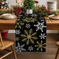 thumbnail image 1 of Burlap Table Runner 36 Inches Long,Golden Snowflakes Merry Christmas Non-Slip Kitchen Table Runners for Dining Room Everyday Use Party Table Decorations Winter Snowflake Seamless Black, 1 of 9