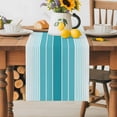 thumbnail image 1 of Burlap Table Runner 36 Inches Long, Gradient Turquoise White Stripes Non-Slip Kitchen Table Runners for Dining Room Everyday Use Party Table Decorations Ombre Abstract Art, 1 of 9