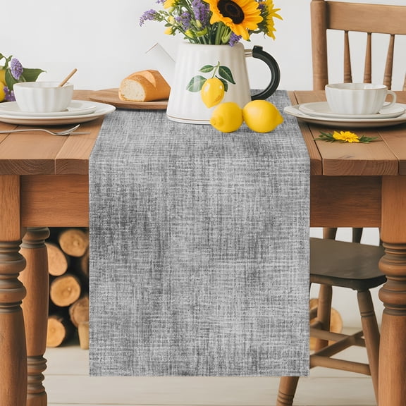 Burlap Table Runner 36 Inches Long, Gray Texture Pattern Non-Slip Kitchen Table Runners for Dining Room Everyday Use Party Table Decorations Minimalist Monochrome Background