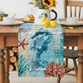 Burlap Table Runner 36 Inches Long, Marine Life Hippocampus Non-Slip ...
