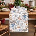 thumbnail image 1 of Burlap Table Runner 36 Inches Long,Merry Christmas Snowman on White Non-Slip Kitchen Table Runners for Dining Room Everyday Use Party Table Decorations Marine Starfish Shell Pearl, 1 of 9