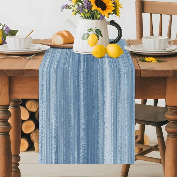Burlap Table Runner 36 Inches Long, Modern Blue Graffiti Non-Slip Kitchen Table Runners for Dining Room Everyday Use Party Table Decorations Minimalist Style