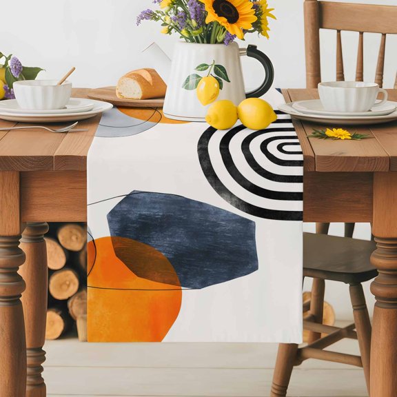 Burlap Table Runner 36 Inches Long,Nordic Style Bohemian Arch Sun Non-Slip Kitchen Table Runners for Dining Room Everyday Use Party Table Decorations Modern Abstract Arts