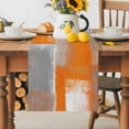 thumbnail image 1 of Burlap Table Runner 36 Inches Long, Orange Gradient Oil Painting Style Non-Slip Kitchen Table Runners for Dining Room Everyday Use Party Table Decorations Gray Color Block, 1 of 9