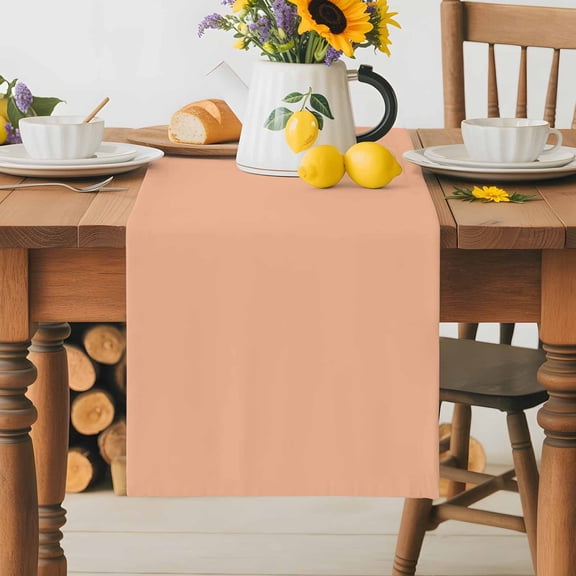 Burlap Table Runner 36 Inches Long,Peach Pink Watercolor Non-Slip Kitchen Table Runners for Dining Room Everyday Use Party Table Decorations Solid Color