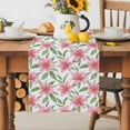 thumbnail image 1 of Burlap Table Runner 36 Inches Long, Pink Lily Pastoral Floral Leaf Non-Slip Kitchen Table Runners for Dining Room Everyday Use Party Table Decorations Summer Watercolor Flower, 1 of 9