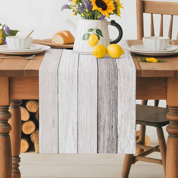 Burlap Table Runner 36 Inches Long,Rustic Farm Windmill HOME Quotes Non-Slip Kitchen Table Runners for Dining Room Everyday Use Party Table Decorations Chic Wooden Plank