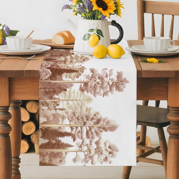 Burlap Table Runner 36 Inches Long, Rustic Pine Tree Forest Non-Slip Kitchen Table Runners for Dining Room Everyday Use Party Table Decorations Woodland Theme