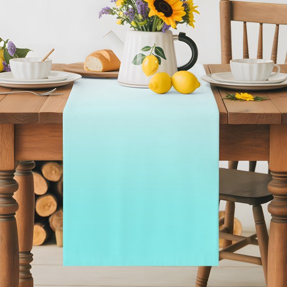 Burlap Table Runner 36 Inches Long, Summer Beach Vacation Flower Non-Slip Kitchen Table Runners for Dining Room Everyday Use Party Table Decorations Sailboat Flamingo Sun Teal Ombre