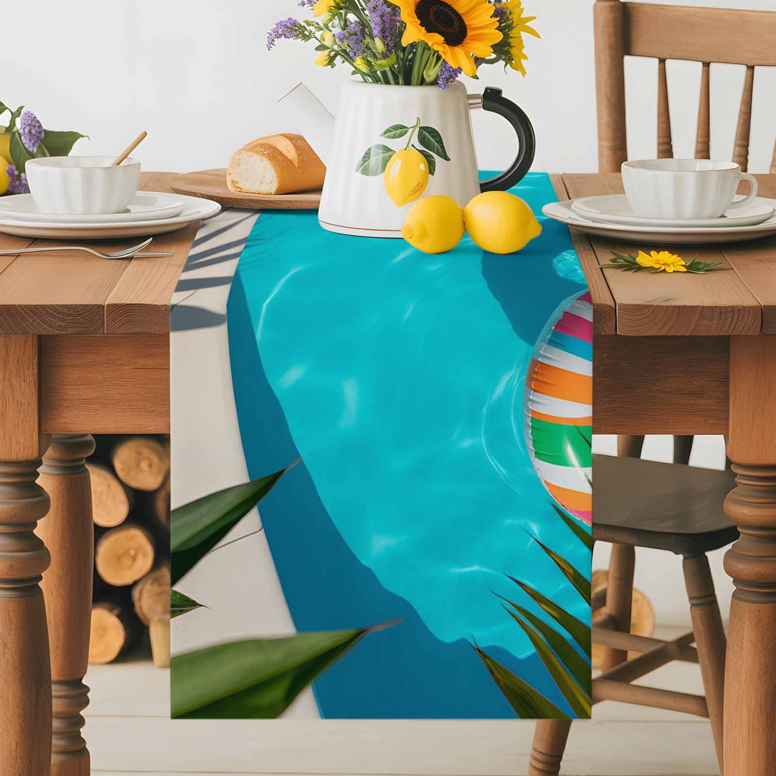 Burlap Table Runner 36 Inches Long, Swimming Pool Swimming Circle Non ...