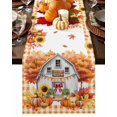 thumbnail image 1 of Burlap Table Runner 36 Inches Long,Thanksgiving Pumpkin Fall Leaf Sunflower Non-Slip Kitchen Table Runners for Dining Room Everyday Use Party Table Decorations Farmhouse Orange Plaid, 1 of 9