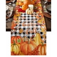 thumbnail image 1 of Burlap Table Runner 36 Inches Long,Thanksgiving Pumpkin Fall Maple Leaves Orange Watercolor Non-Slip Kitchen Table Runners for Dining Room Everyday Use Party Table Decorations Black Plaid, 1 of 9
