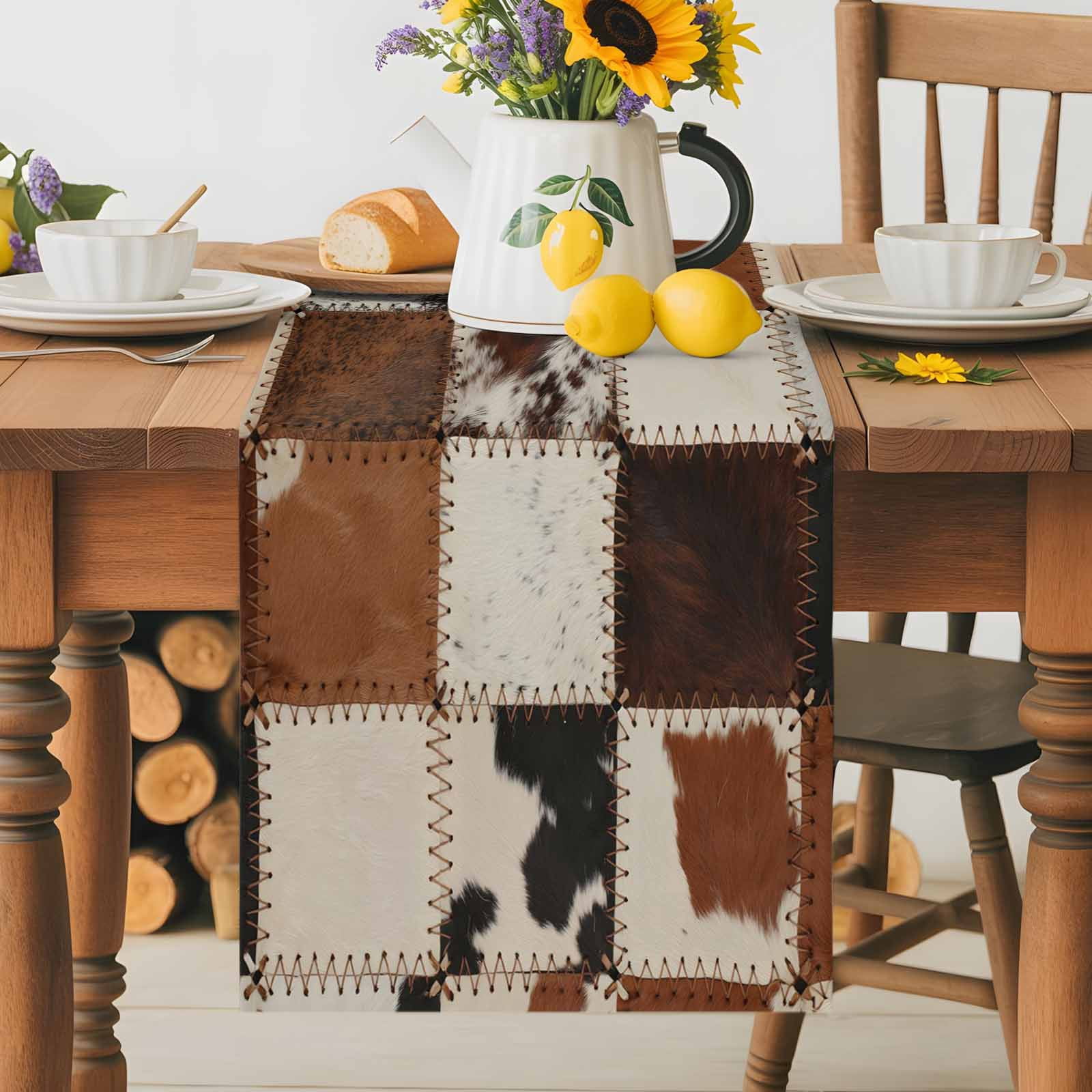 Burlap Table Runner 36 Inches Long, Western Cowboy Square Non-Slip ...