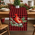 thumbnail image 1 of Burlap Table Runner 36 Inches Long,Winter Christmas Berries Bird Non-Slip Kitchen Table Runners for Dining Room Everyday Use Party Table Decorations Red Black Plaid, 1 of 9