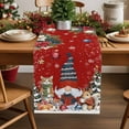 thumbnail image 1 of Burlap Table Runner 36 Inches Long,Xmas Gnome Ball Squirrel Cat Tree Non-Slip Kitchen Table Runners for Dining Room Everyday Use Party Table Decorations Poinsettia Snow on Red, 1 of 9