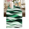 thumbnail image 1 of Burlap Table Runner 48 Inches Long, Abstract Green White Wavy Line Non-Slip Kitchen Table Runners for Dining Room Everyday Use Party Table Decorations Ombre Stripe Seamless, 1 of 9