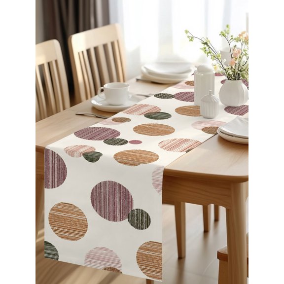 Burlap Table Runner 48 Inches Long, Abstract Polka Dot Geometric Non-Slip Kitchen Table Runners for Dining Room Everyday Use Party Table Decorations Gradient Red Wave Point