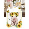thumbnail image 1 of Burlap Table Runner 48 Inches Long, Farm Pig Summer Flower Non-Slip Kitchen Table Runners for Dining Room Everyday Use Party Table Decorations Yellow Sunflower Green Leaf, 1 of 9