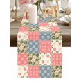 thumbnail image 1 of Burlap Table Runner 48 Inches Long, Spring Watercolor Flowers Non-Slip Kitchen Table Runners for Dining Room Everyday Use Party Table Decorations Blue Pink Splicing Patches, 1 of 9