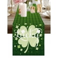 thumbnail image 1 of Burlap Table Runner 48 Inches Long, St Patrick Spring Luck Clovers Leaves Non-Slip Kitchen Table Runners for Dining Room Everyday Use Party Table Decorations Green Diagonal Lattice Plaids, 1 of 9
