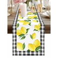 thumbnail image 1 of Burlap Table Runner 48 Inches Long, Summer Fruit Lemons Non-Slip Kitchen Table Runners for Dining Room Everyday Use Party Table Decorations Geometric Black White Plaid, 1 of 9