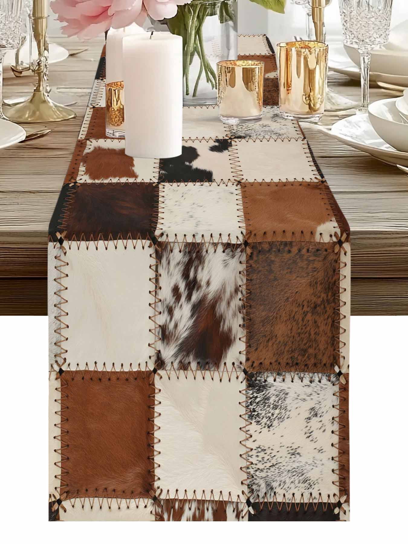 Burlap Table Runner 48 Inches Long, Western Cowboy Square Non-Slip ...