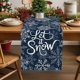 thumbnail image 1 of Burlap Table Runner 48 Inches Long,Winter Xmas Snowflake Texts Non-Slip Kitchen Table Runners for Dining Room Everyday Use Party Table Decorations Geometric Christmas, 1 of 9