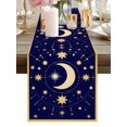 thumbnail image 1 of Burlap Table Runner 48 Inches Long, Yellow Moon Star Non-Slip Kitchen Table Runners for Dining Room Everyday Use Party Table Decorations Abstract Polka Dot on Dark Blue, 1 of 9