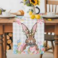 thumbnail image 1 of Burlap Table Runner 60 Inches Long, Cute Easter Brown Bunny Non-Slip Kitchen Table Runners for Dining Room Everyday Use Party Table Decorations Pink Flowers Tulips Eggs, 1 of 9