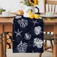thumbnail image 1 of Burlap Table Runner 60 Inches Long, Marine Life Sea Stars Corals Non-Slip Kitchen Table Runners for Dining Room Everyday Use Party Table Decorations Vintage Shells on Black, 1 of 9