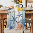thumbnail image 1 of Burlap Table Runner 60 Inches Long, Ocean Starfish Coral Shell Non-Slip Kitchen Table Runners for Dining Room Everyday Use Party Table Decorations Marine Creature Wood Board, 1 of 9