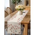 Burlap Table Runner 60 Inches Long, Pink Floral Sky Blue Birds on Linen ...