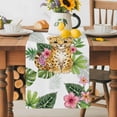 thumbnail image 1 of Burlap Table Runner 60 Inches Long, Summer Cute Tiger Tropical Plant Non-Slip Kitchen Table Runners for Dining Room Everyday Use Party Table Decorations Pink Flowers Leaves, 1 of 9