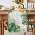 Burlap Table Runner 60 Inches Long, Tropical Green Gold Leaves Non-Slip ...