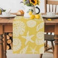 thumbnail image 1 of Burlap Table Runner 60 Inches Long, Yellow Ocean Starfish Shells Non-Slip Kitchen Table Runners for Dining Room Everyday Use Party Table Decorations Abstract Conches Corals, 1 of 9