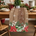 thumbnail image 1 of Burlap Table Runner 70 Inches Long,Christmas Flower Leaf Pine Cones Non-Slip Kitchen Table Runners for Dining Room Everyday Use Party Table Decorations Winter Snowflake Wood Board, 1 of 9