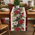 thumbnail image 1 of Burlap Table Runner 70 Inches Long,Christmas Poinsettia Fir Leaves Non-Slip Kitchen Table Runners for Dining Room Everyday Use Party Table Decorations Snowflakes Red Plaid Retro Linen, 1 of 9