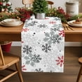 thumbnail image 1 of Burlap Table Runner 70 Inches Long,Christmas Snowflakes White Red Winter Falling Snow Seamless Non-Slip Kitchen Table Runners for Dining Room Everyday Use Party Table Decorations, 1 of 9