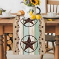 thumbnail image 1 of Burlap Table Runner 70 Inches Long, Farm Star Country Berry Non-Slip Kitchen Table Runners for Dining Room Everyday Use Party Table Decorations Farmhouse Wood Grain, 1 of 9