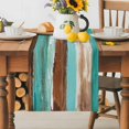 thumbnail image 1 of Burlap Table Runner 70 Inches Long,Farmhouse Abstract Teal Brown Wooden Grain Non-Slip Kitchen Table Runners for Dining Room Everyday Use Party Table Decorations Watercolor Style, 1 of 9