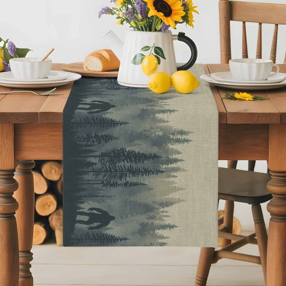 Burlap Table Runner 70 Inches Long, Forest Gorilla Wild Animal Trees Silhouette Non-Slip Kitchen Table Runners for Dining Room Everyday Use Party Table Decorations Vintage Linen
