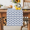 thumbnail image 1 of Burlap Table Runner 70 Inches Long, Minimalist Geometric Stripe Art Non-Slip Kitchen Table Runners for Dining Room Everyday Use Party Table Decorations Abstract Blue Herringbone, 1 of 9